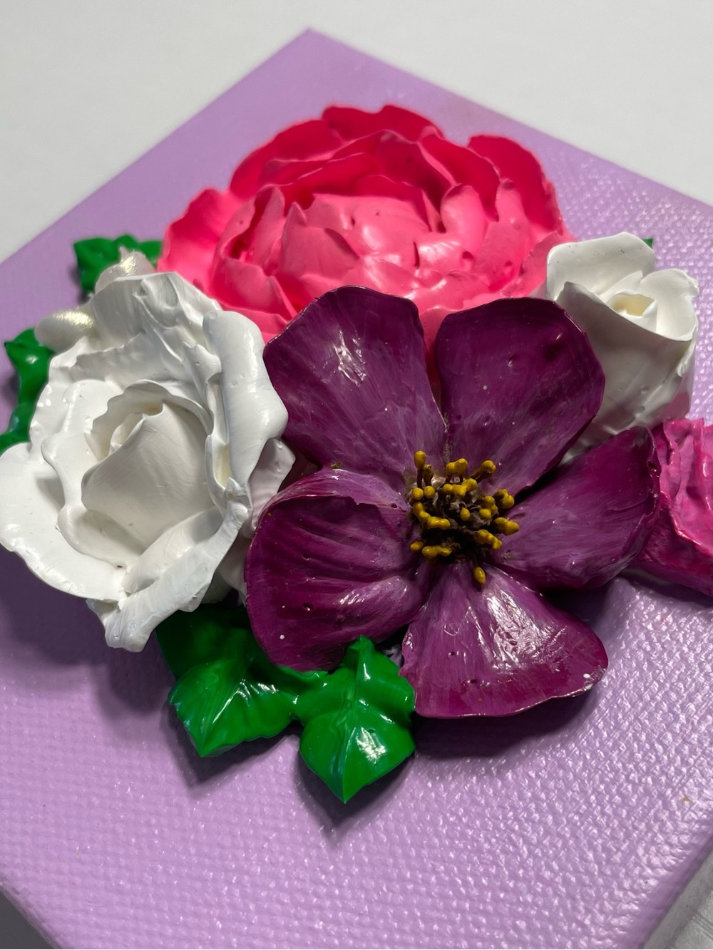 Handcrafted Floral Wall Accent - Purple, Pink & White